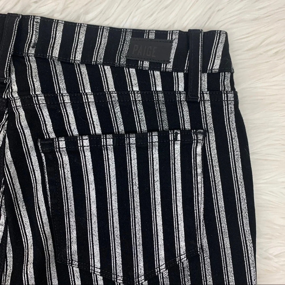 NWOT PAIGE Colette Crop Flare Jeans Silver Stripe Denim Casual Women’s 29 - Picture 15 of 15